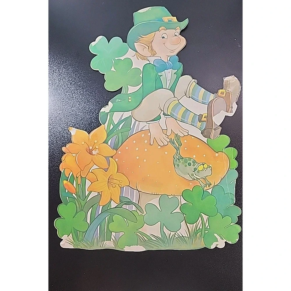 VINTAGE ST.‎ PATRICK'S DAY IRISH DIE CUT Dancing LEPRECHAUN